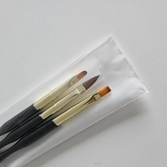 NEW Nail Brushes Set Of 3 Dual Tip Soft Fiber Tips Precision Liners - Picture 2 of 4